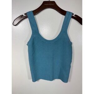Abercrombie & Fitch Tank Top Womens Sz S Blue Ribbed Knit Scoop Neck Crop Cami